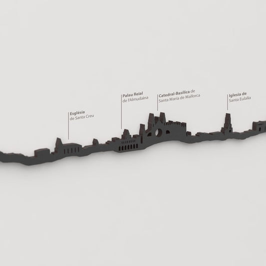 Skyline Palma – detalle de Església de Santa Creu en madera negra.