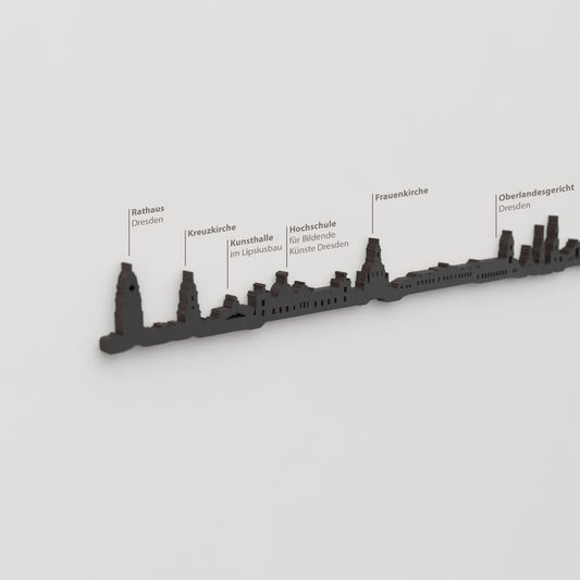 Skyline Dresden – detalle de Frauenkirche en madera negra.