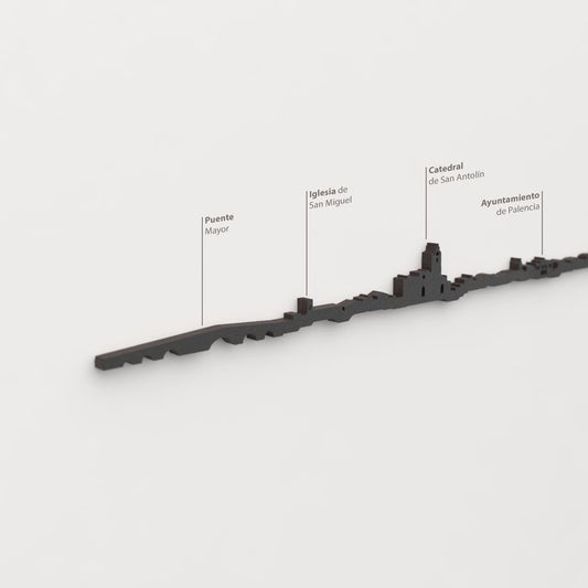 Skyline Palencia – detalle del Puente Mayor en madera negra.