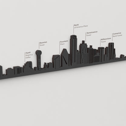 Skyline Dallas – detalle de Reunion Tower en madera negra.