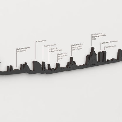 Skyline Barcelona – detalle de la Sagrada Familia en madera negra.