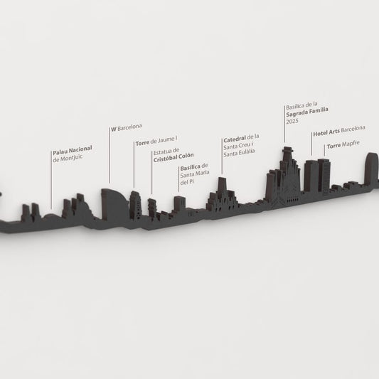 Skyline Barcelona – detalle de la Sagrada Familia en madera negra.