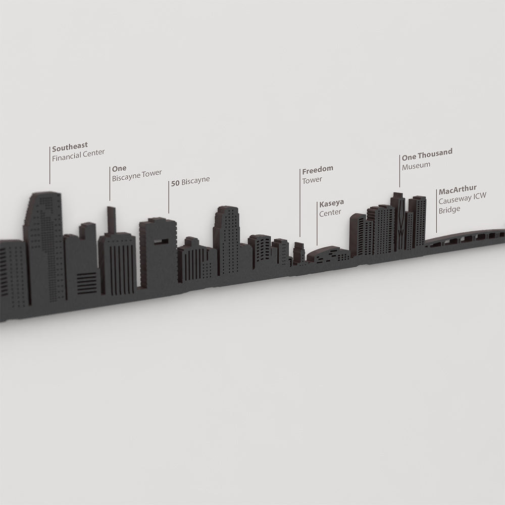 Skyline Miami – detalle de Southeast Financial Center en madera negra.