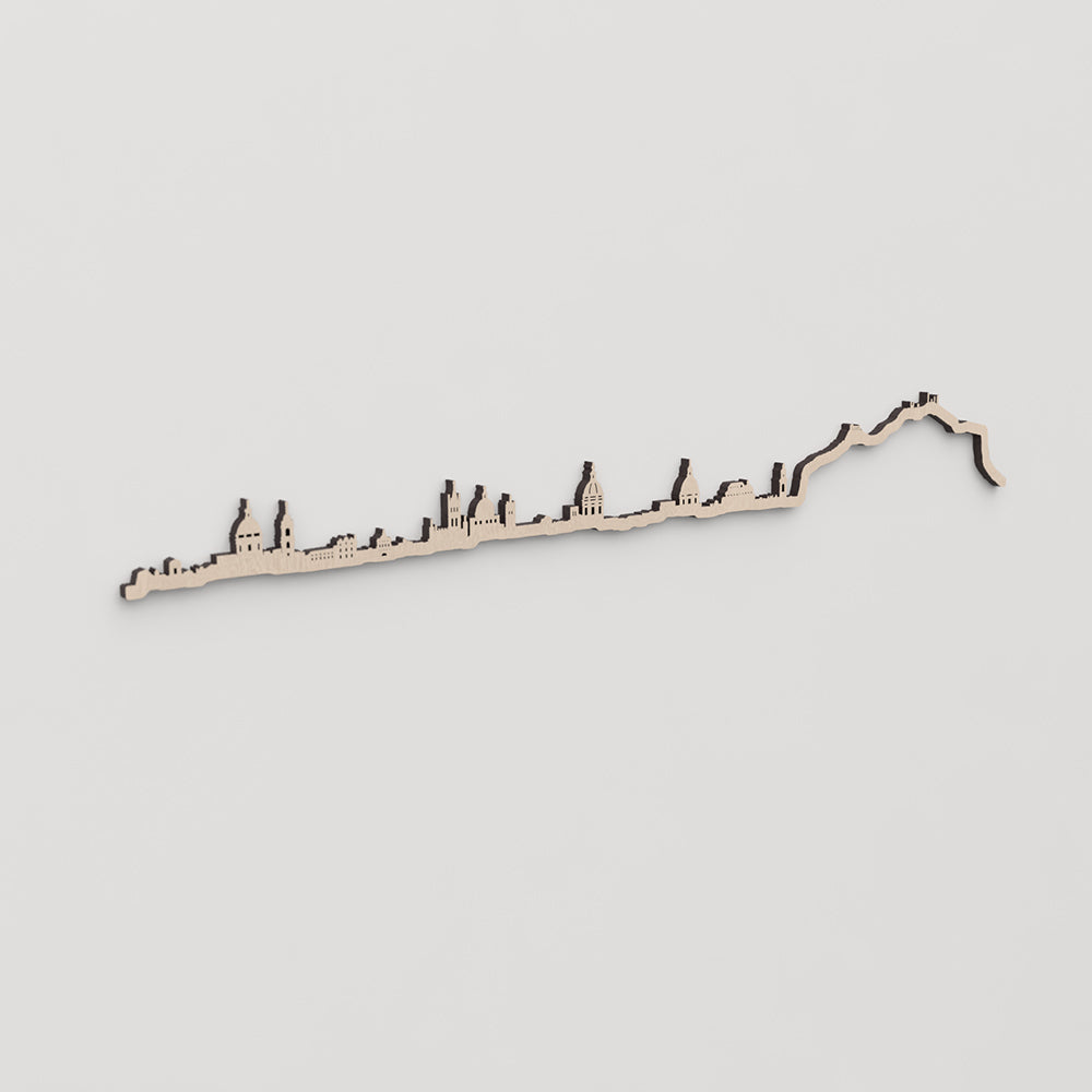 Regalo original: silueta skyline Palermo en madera natural.