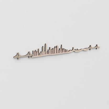 Regalo original: silueta skyline San Francisco en madera natural.