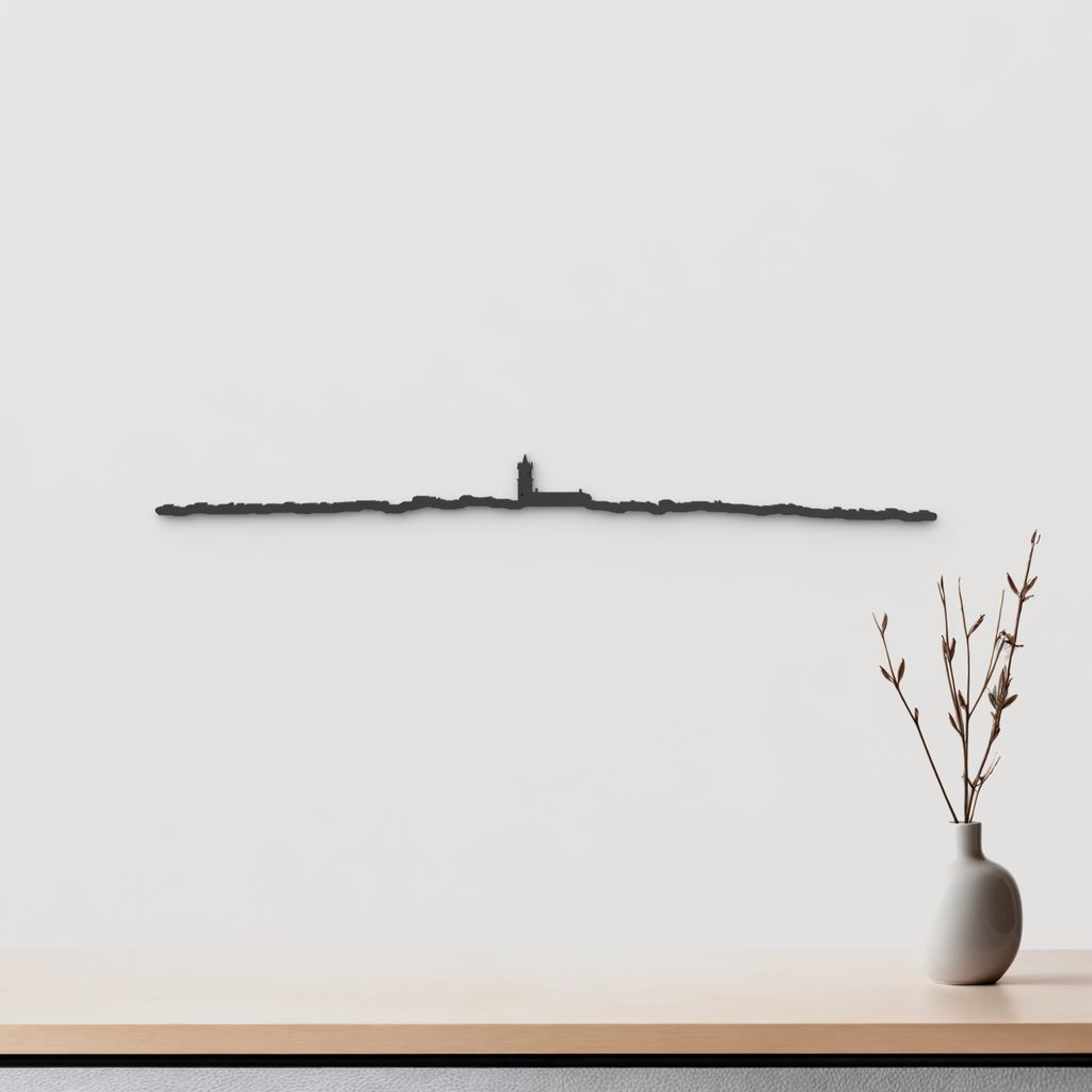 Silueta skyline de Colmenar Viejo en madera color negro para decoración mural.