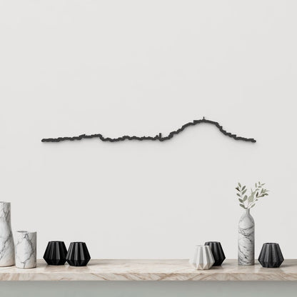 Silueta skyline de Dénia en madera color negro para decoración mural.