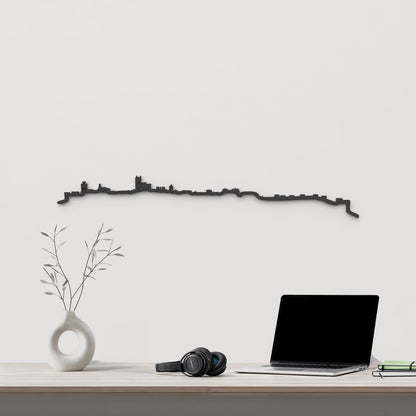 Skyline Ávila de madera negra, silueta decorativa de pared.