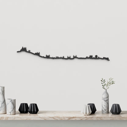 Skyline Braga de madera negra, silueta decorativa de pared.