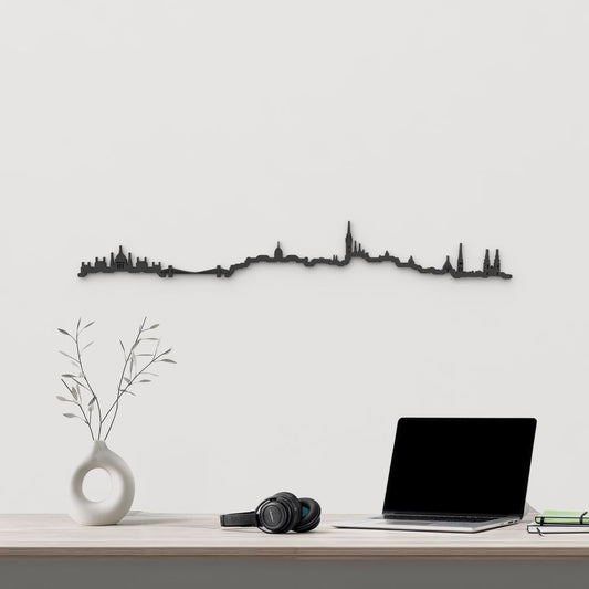 Skyline Budapest de madera negra, silueta decorativa de pared.