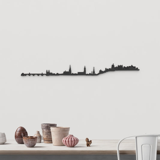 Skyline Heidelberg de madera negra, silueta decorativa de pared.