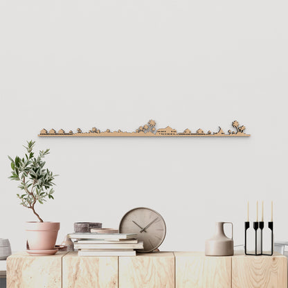 Skyline Maldives de madera marrón para decoración de pared.