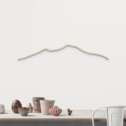 Skyline Monte Vesubio en madera natural para decoración mural.