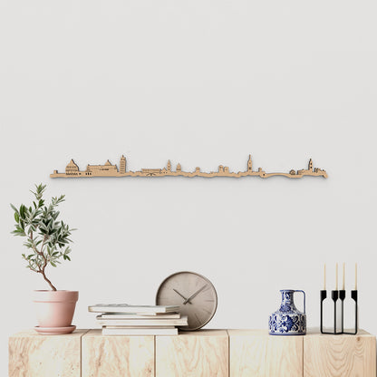 Skyline Pisa de madera marrón para decoración de pared.