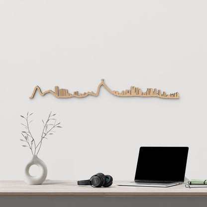 Skyline Río de Janeiro de madera marrón para decoración de pared.
