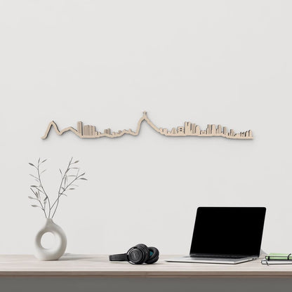 Skyline Río de Janeiro en madera natural para decoración mural.