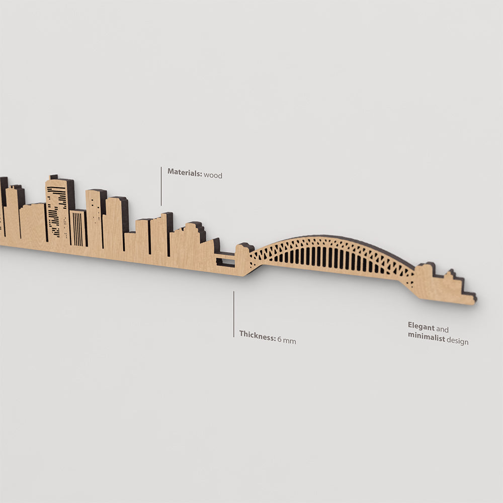 Textura de la madera marrón en el skyline Sidney.