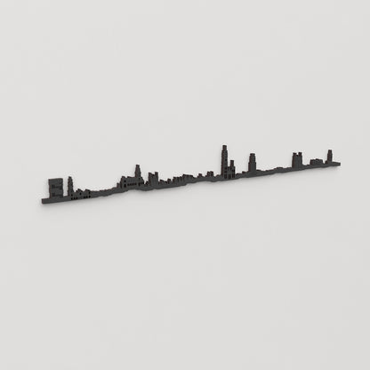 Perspectiva lateral del skyline Antwerp en madera negra.
