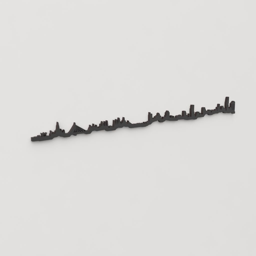 Perspectiva lateral del skyline Bangkok en madera negra.
