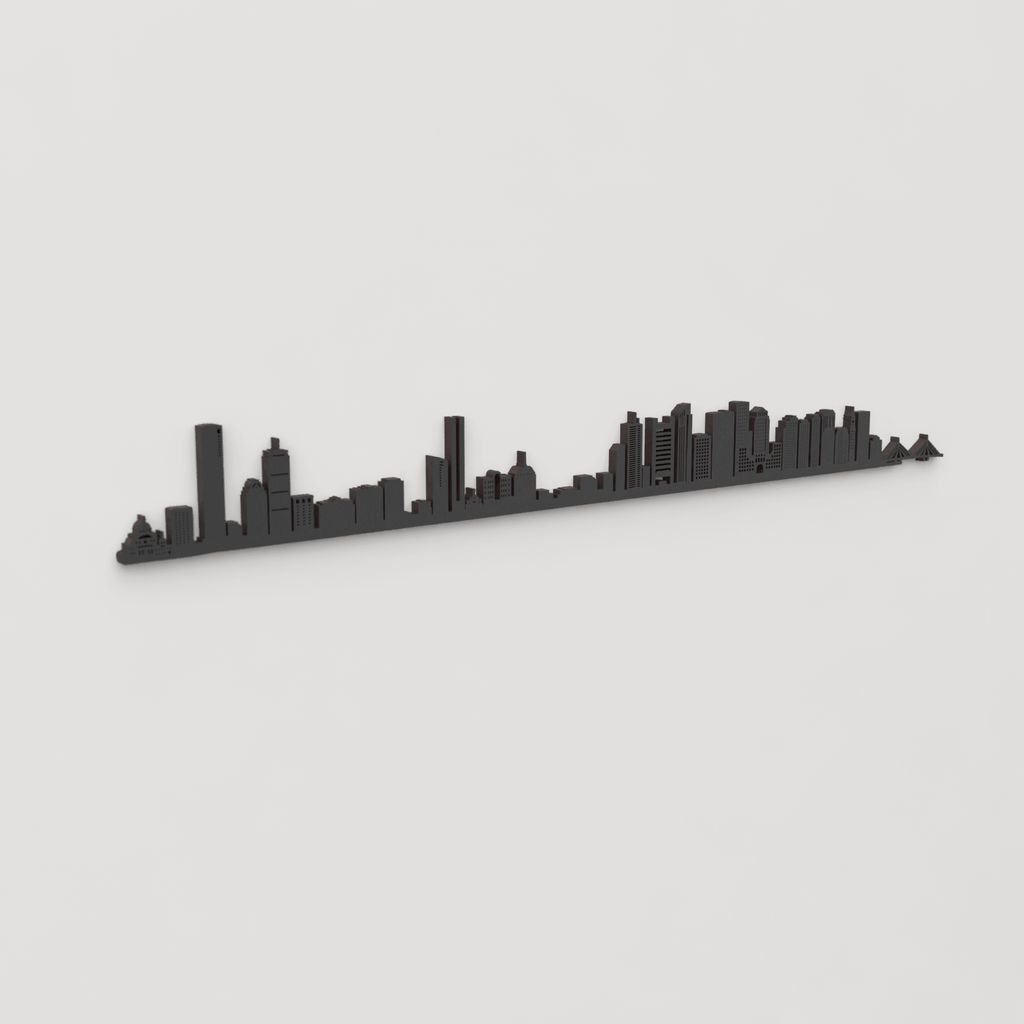 Perspectiva lateral del skyline Boston en madera negra.
