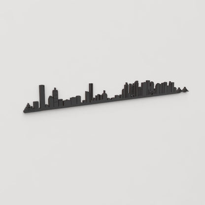 Perspectiva lateral del skyline Boston en madera negra.