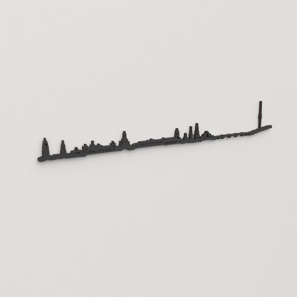 Perspectiva lateral del skyline Dresden en madera negra.