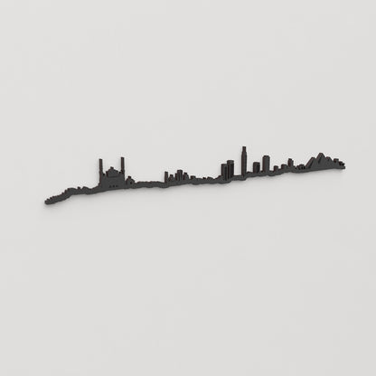 Perspectiva lateral del skyline Egipto en madera negra.