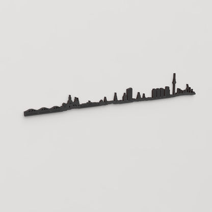 Perspectiva lateral del skyline Mannheim en madera negra.
