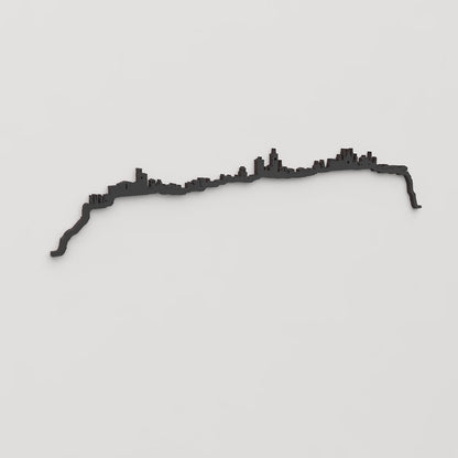 Perspectiva lateral del skyline Orvieto en madera negra.