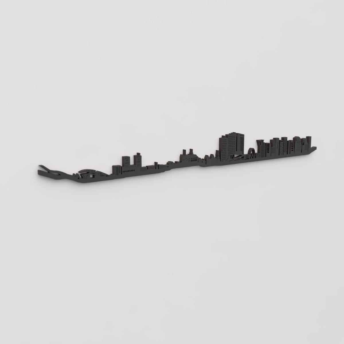 Perspectiva lateral del skyline Oslo en madera negra.