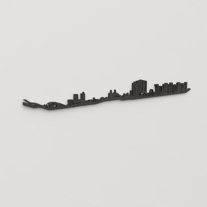 Perspectiva lateral del skyline Oslo en madera negra.