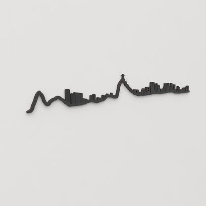 Perspectiva lateral del skyline Río de Janeiro en madera negra.