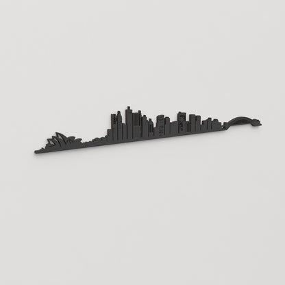 Perspectiva lateral del skyline Sidney en madera negra.