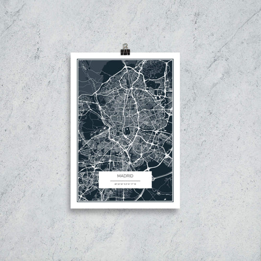 City Maps Madrid skyline in wood - Skylinecity