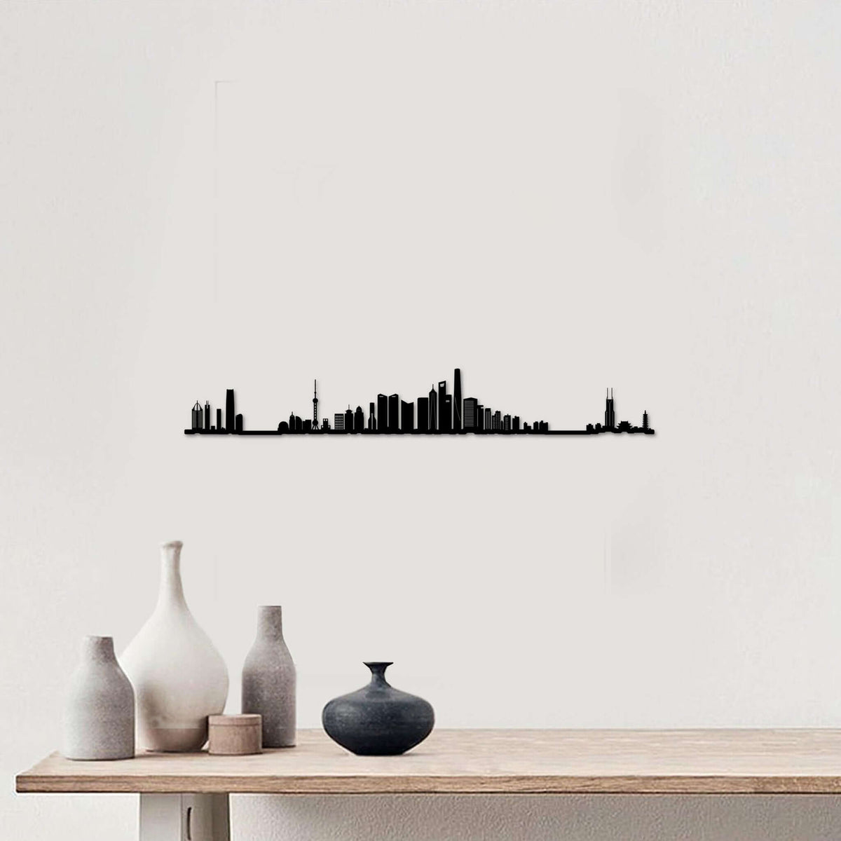 Skyline Shanghái skyline in wood - Skylinecity
